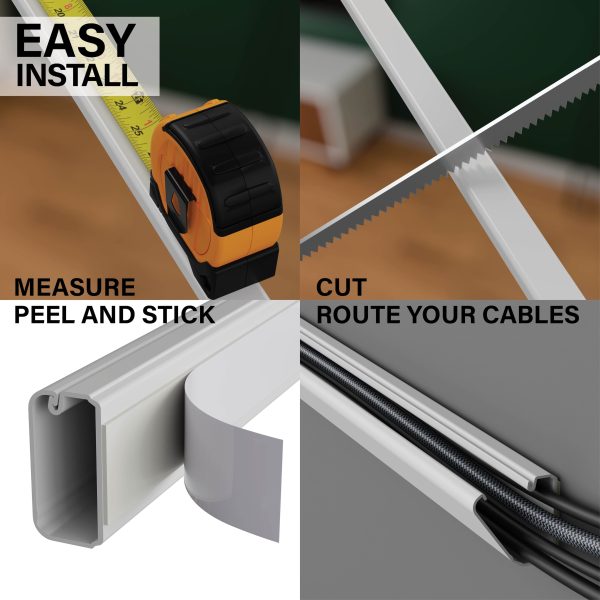 On Wall Cable Concealer Kit Paintable Cord Cover TV Mounting-3