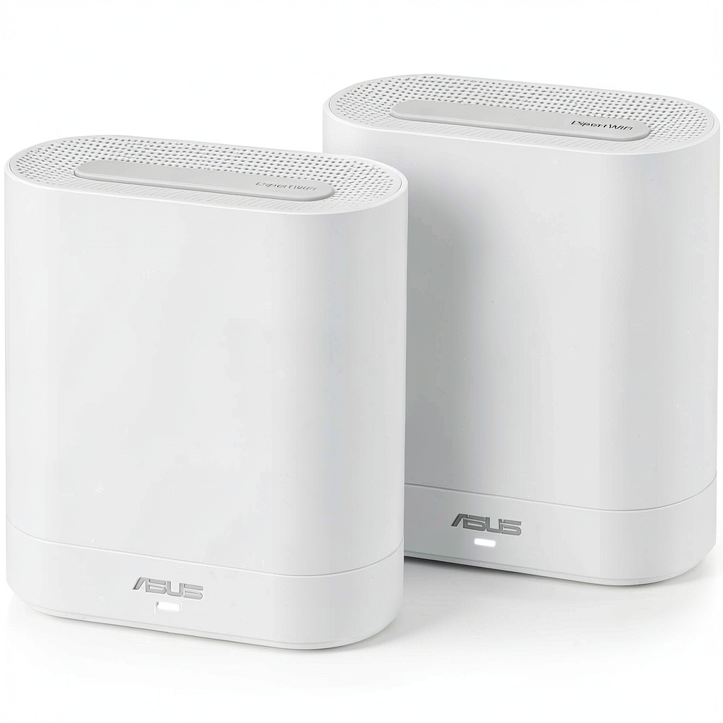 ASUS ExpertWiFi AX system units placed in a living room