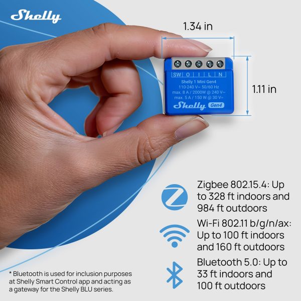 Shelly 1 Mini Gen4 Smart Switch with Wi-Fi, Zigbee & Matter-3